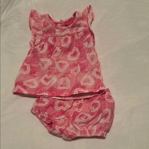 Pink Baby Outfit with Heart Pattern